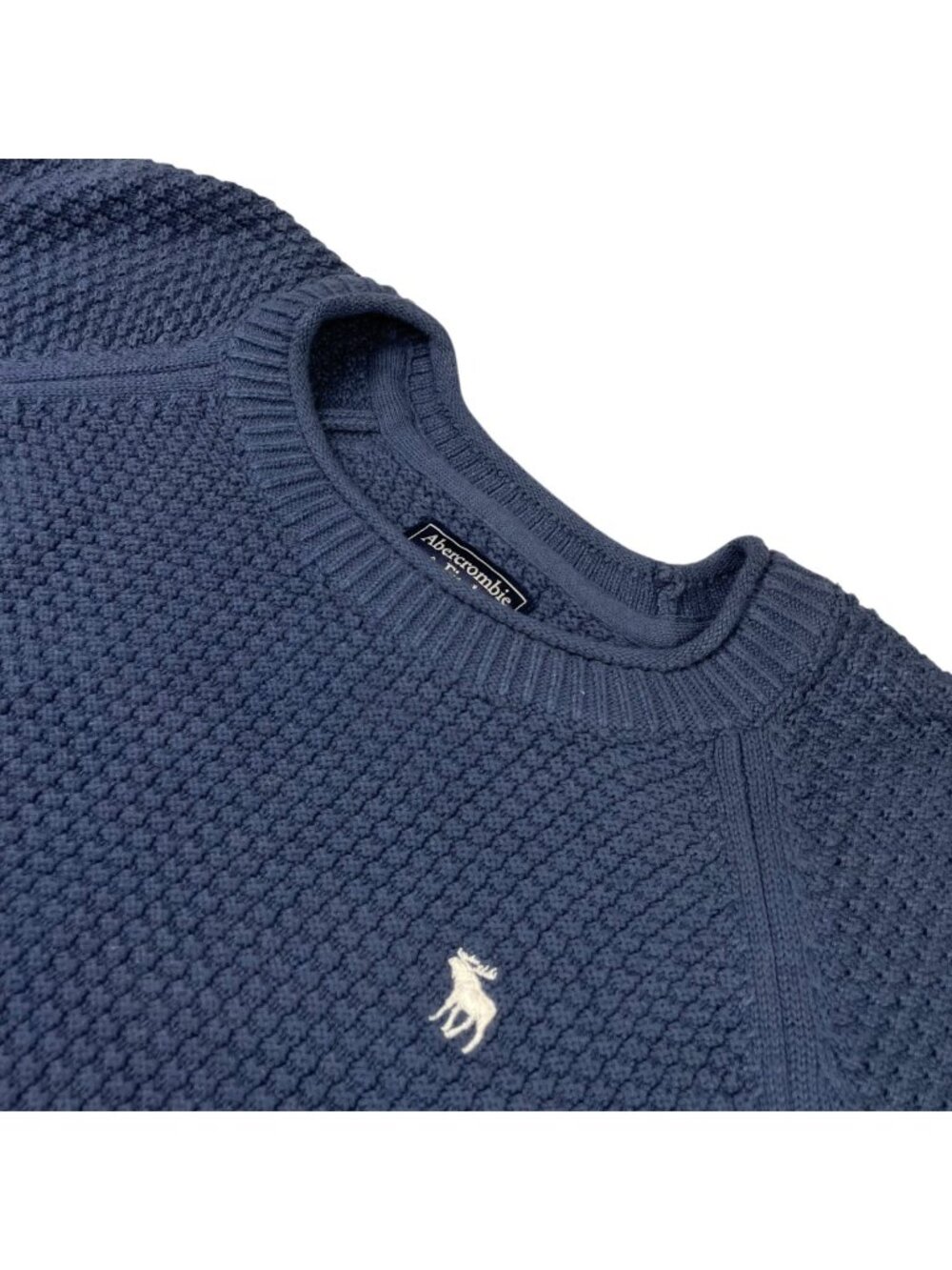 Abercrombie & Fitch Men's 100% Cotton Crewneck Knit Sweater Navy Blue • Large